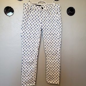 NWOT J Crew toothpick white w blue roses